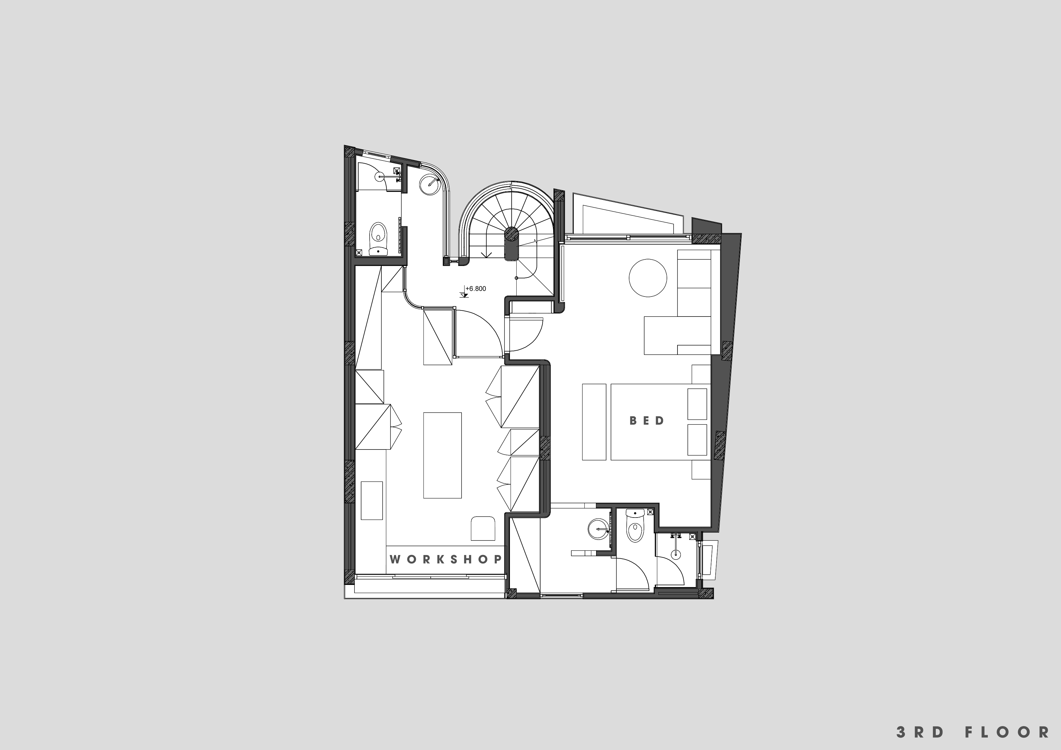 Third floor plan, source Hinzstudio