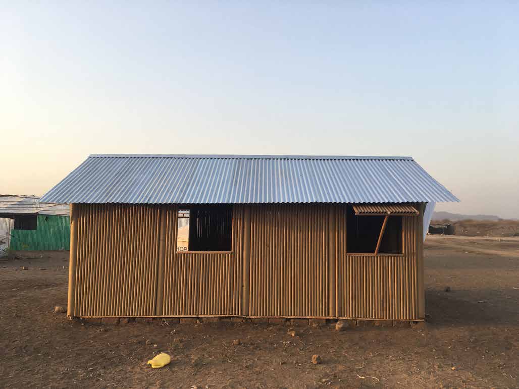 Type A prototype by Shigeru Ban Architects, Philippe Monteil, and the Volunteer Network of Architects for refugee shelters in Kenya