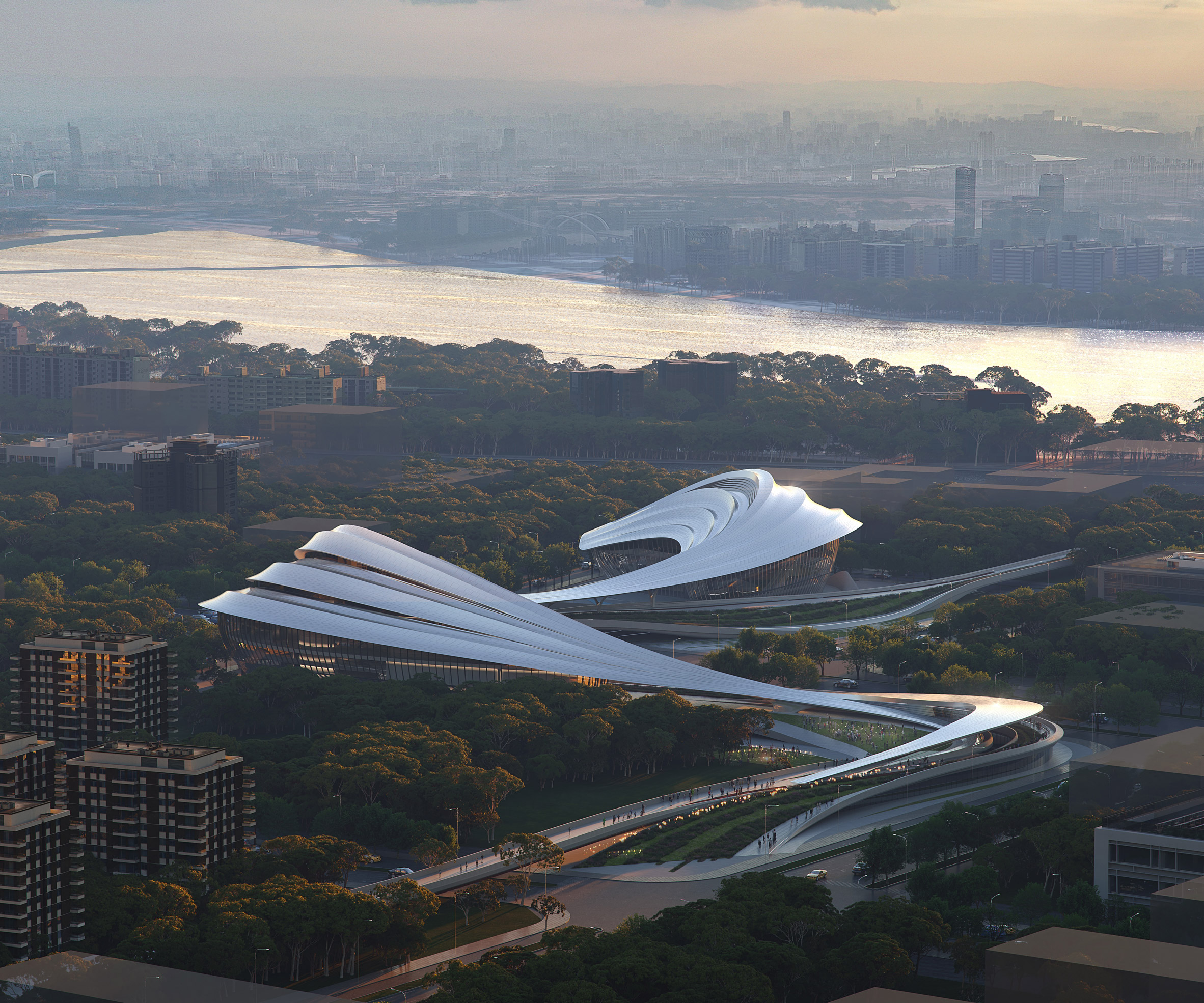 Jinghe New City Culture and Art Center by Zaha Hadid Architect