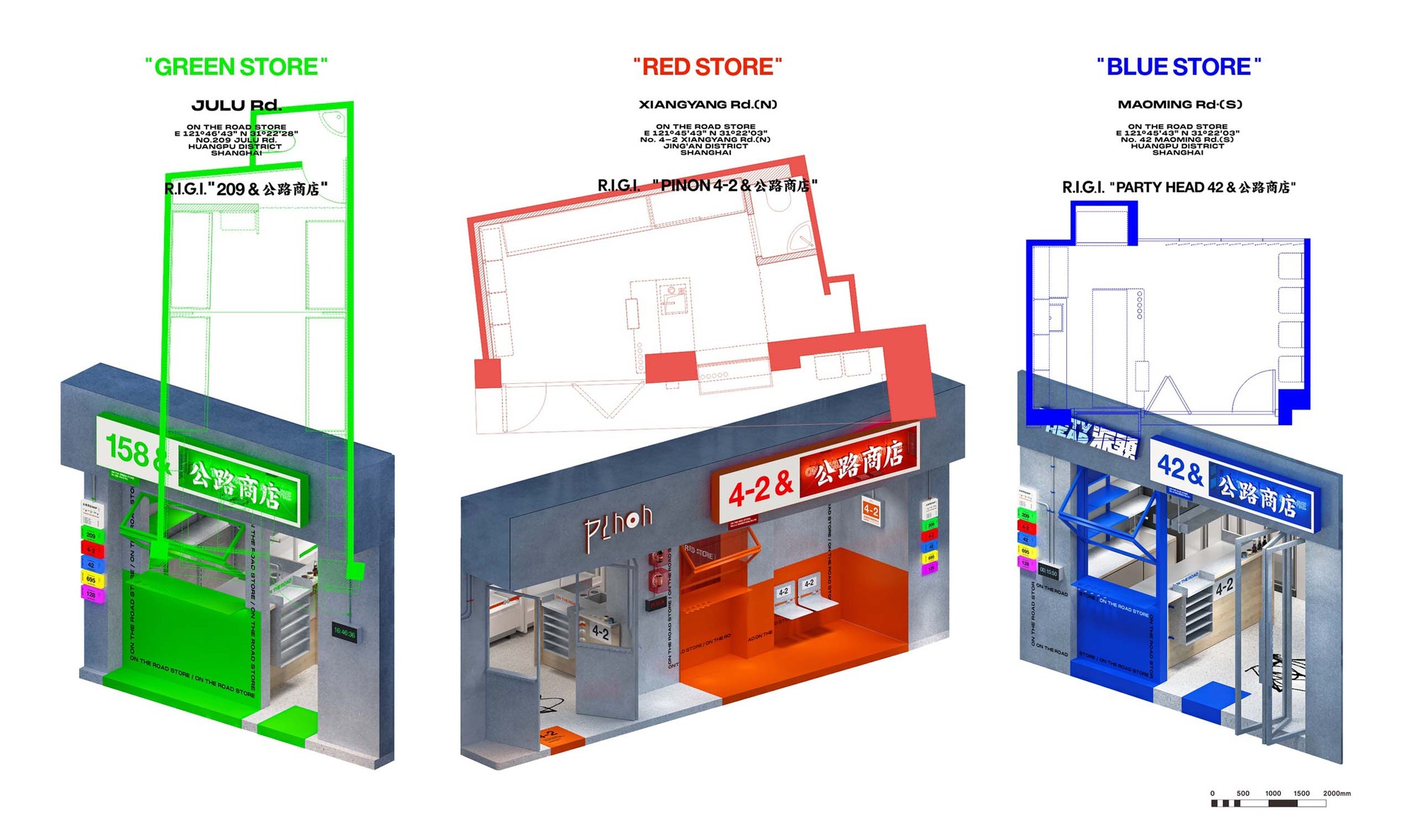 On The Road Store, “Three Stores, Three Colors, Three Locations”