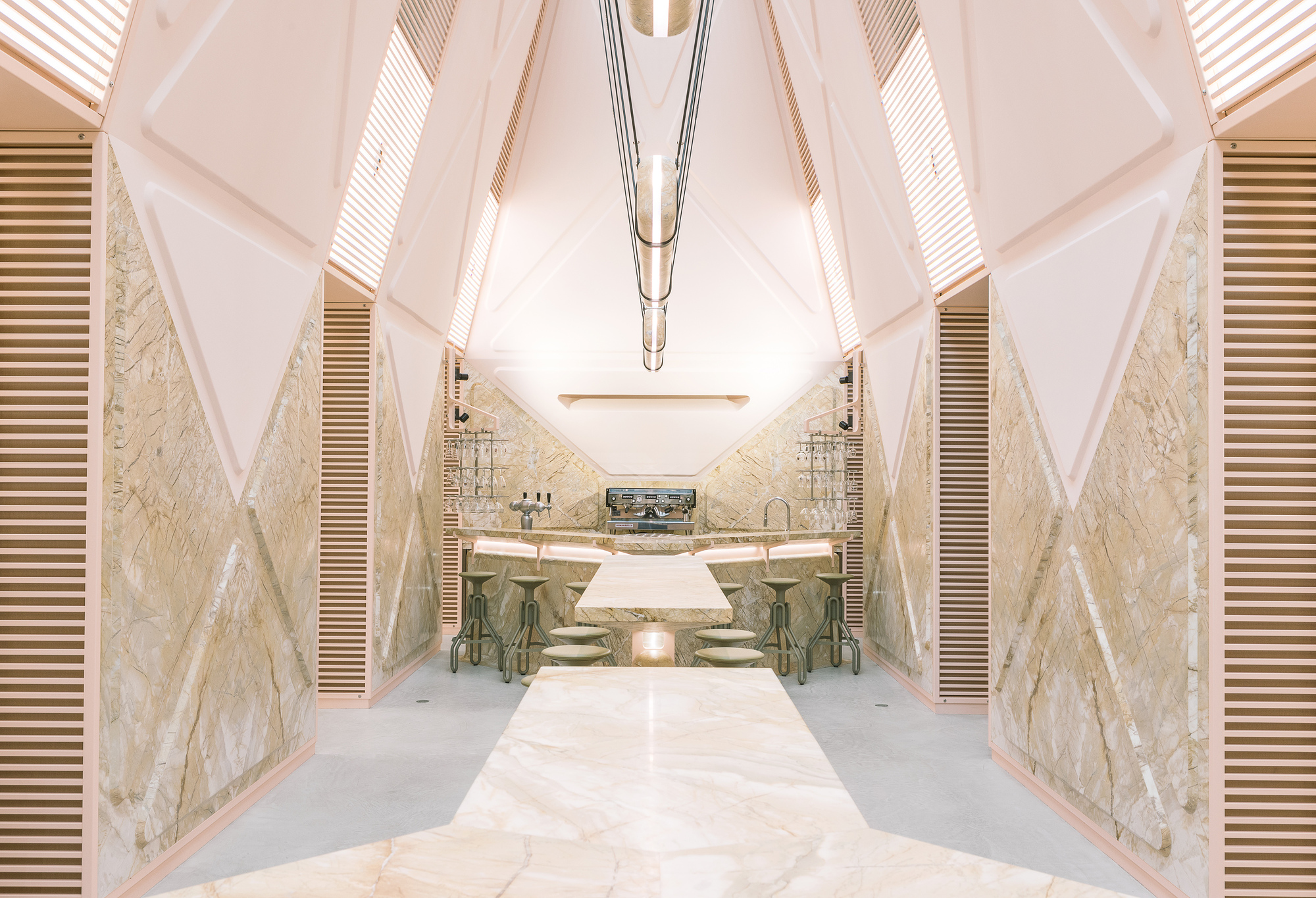 XYZ Lounge Interior Luxury Radiates Through Pink Marble