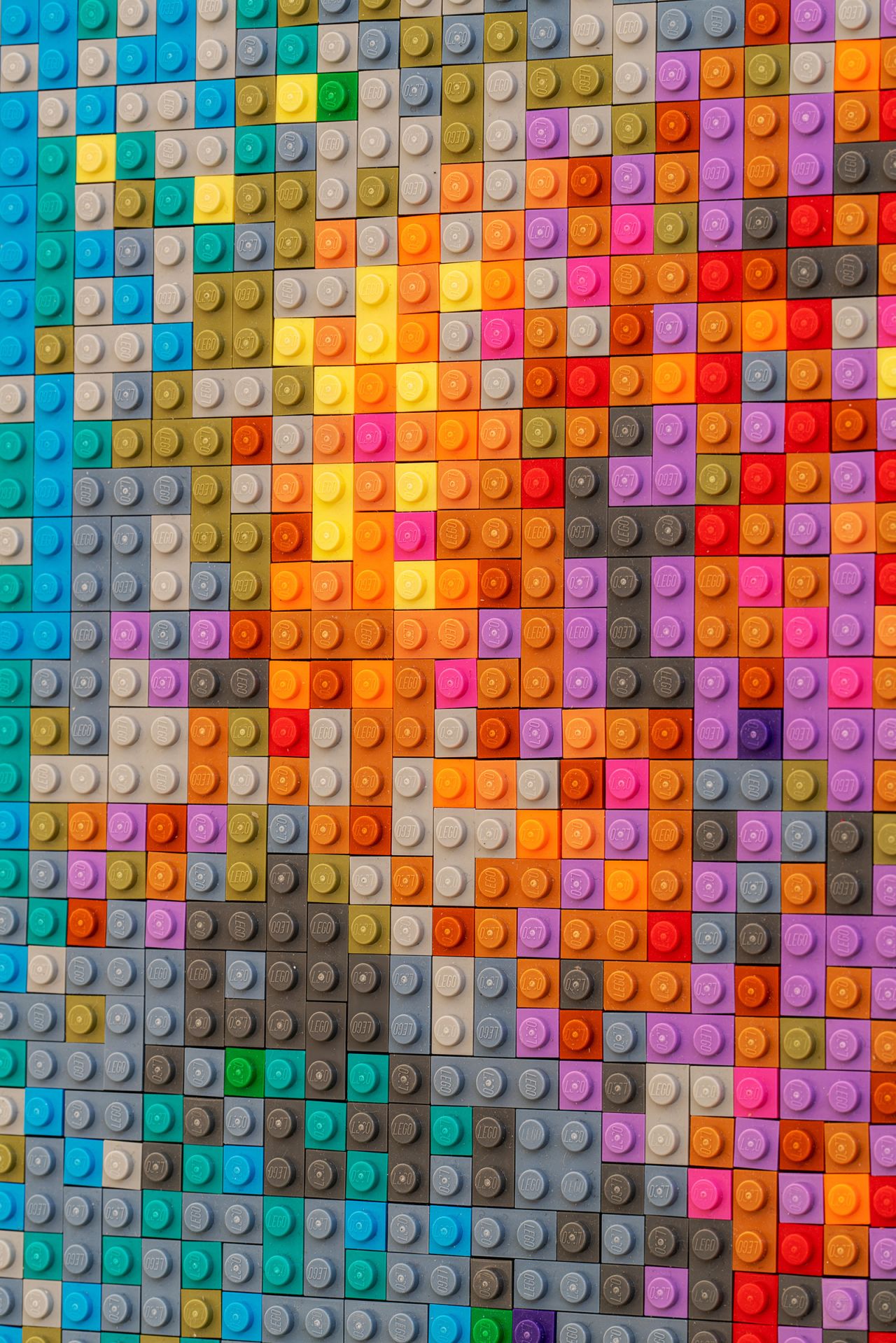 A close up of Water Lilies #1 by Ai Weiwei showing the composition of Lego blocks