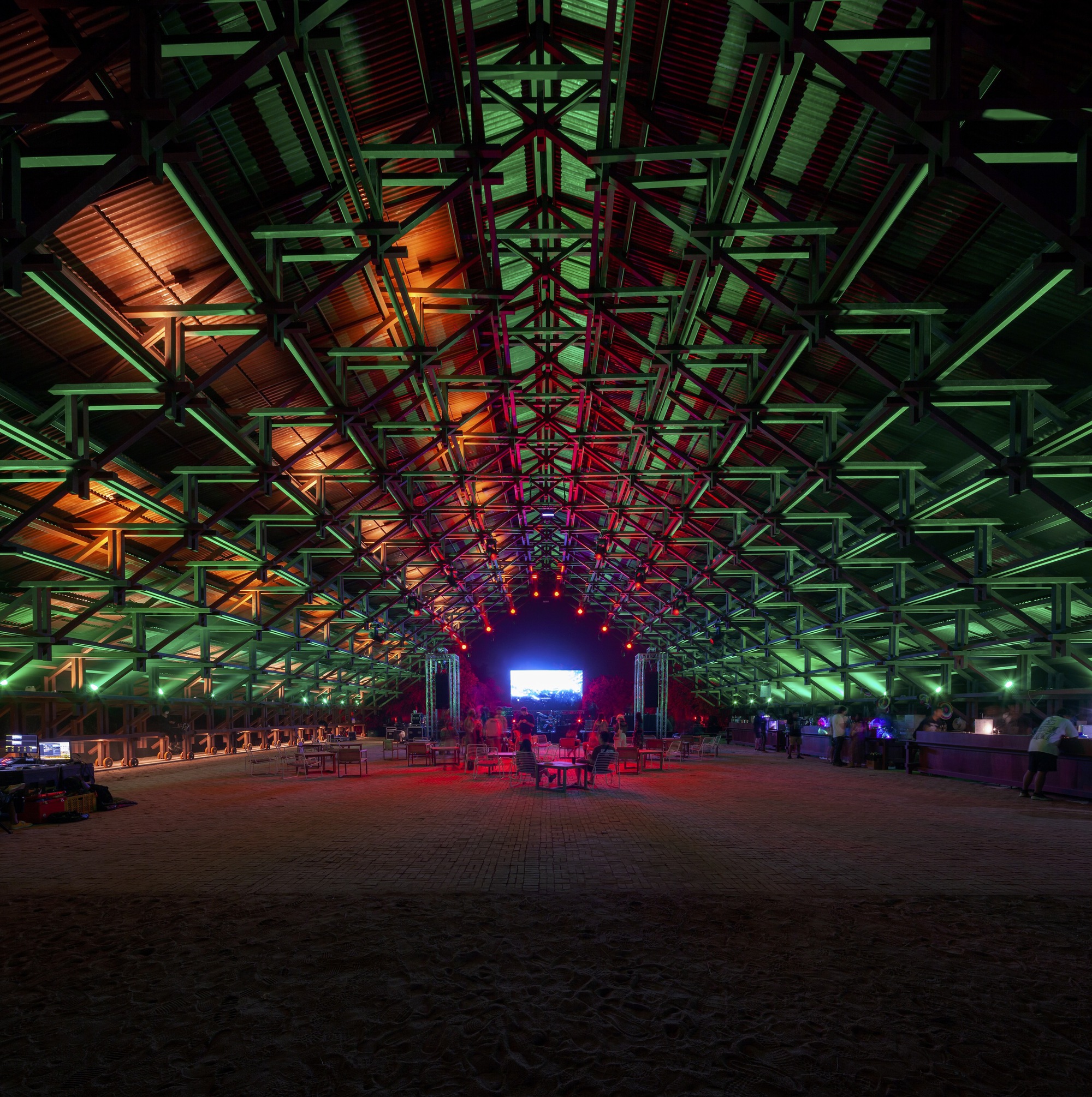 Lighting inside the Neramit Town-Hall Pavilion