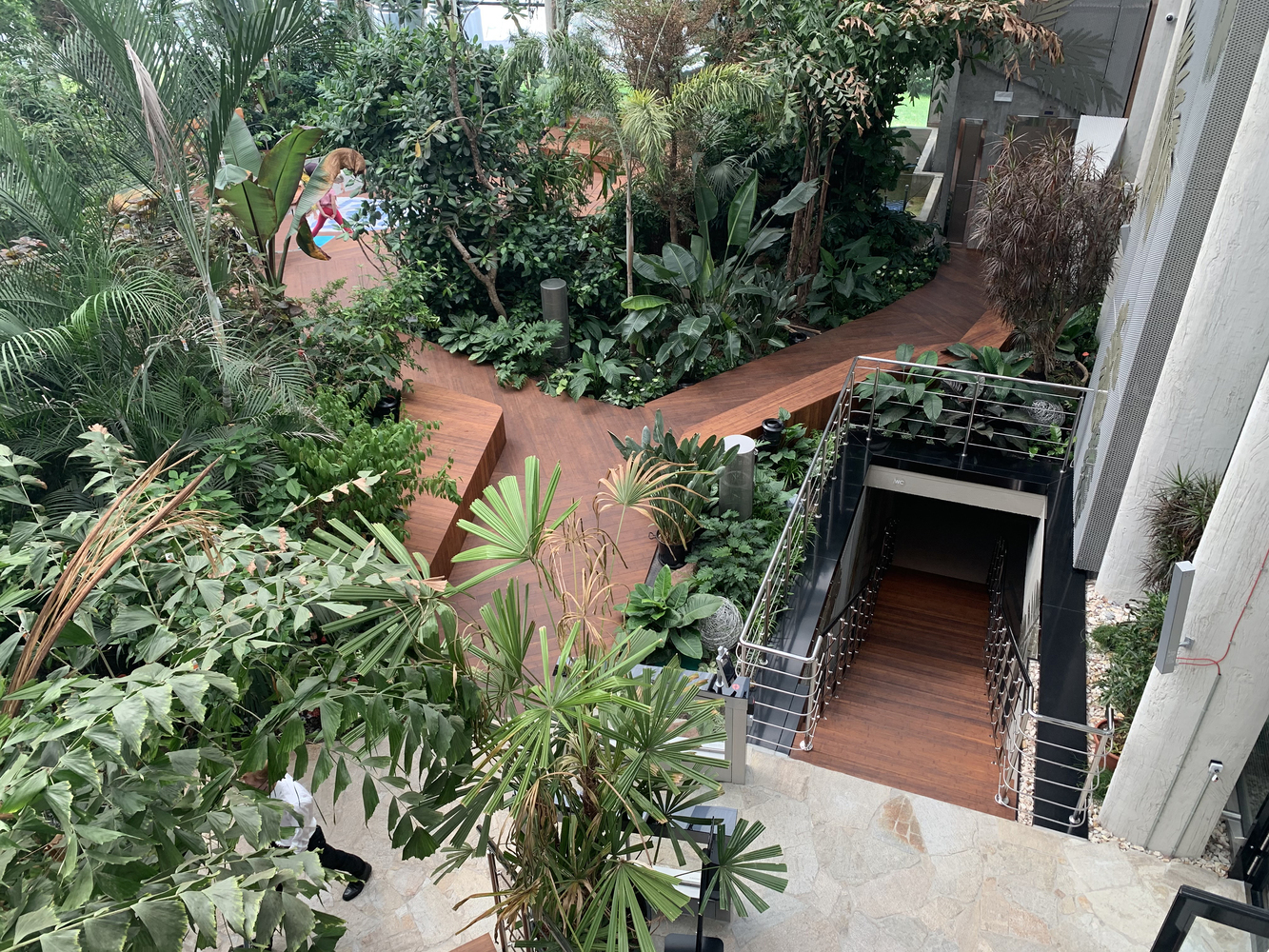 Each zone in the garden is connected by wooden walkways