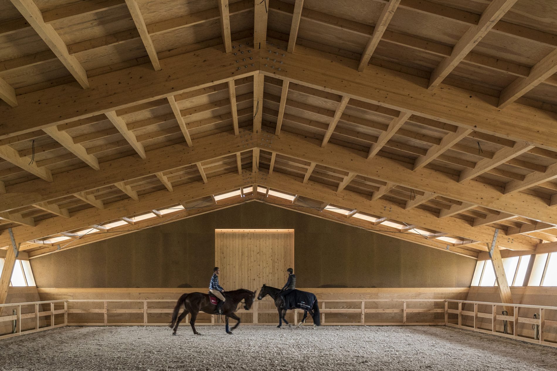 This closed volume becomes an arena for equestrian practice