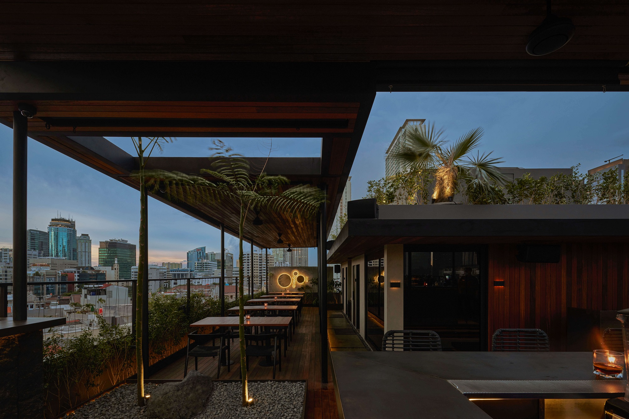 NORU is a lounge and garden space that rises to the hotel's roof