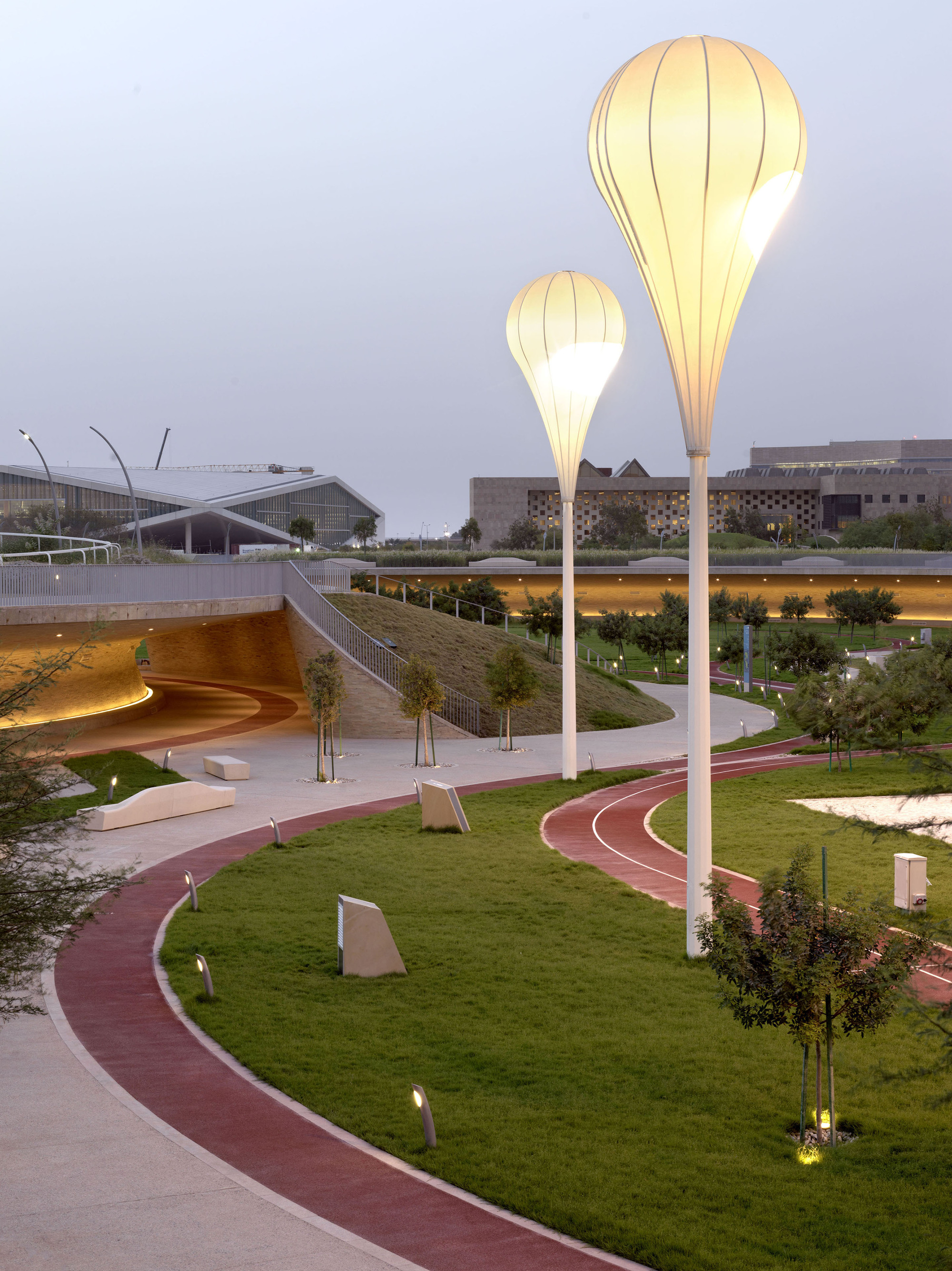 This is an adaptation of the traditional wind towers that can be found in the Arabian Gulf