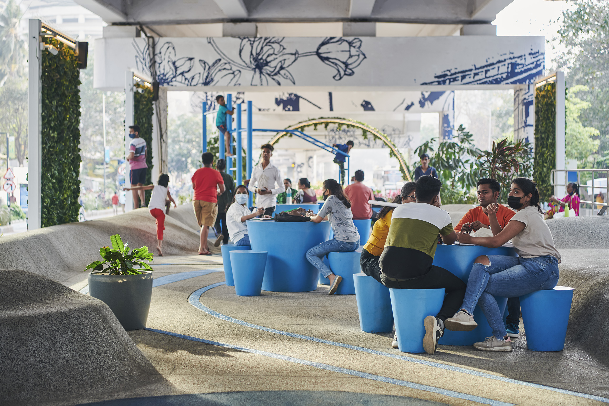 The space under the flyover was once abandoned, now it has become a fun community space