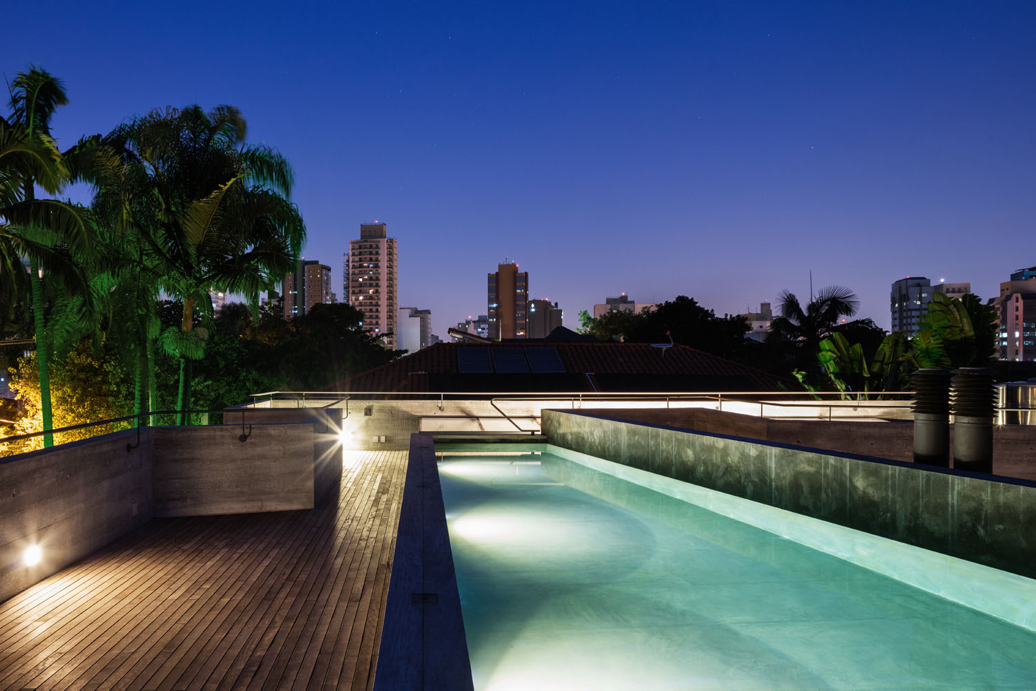 The pool and rooftop terrace are the perfect place to enjoy the city views