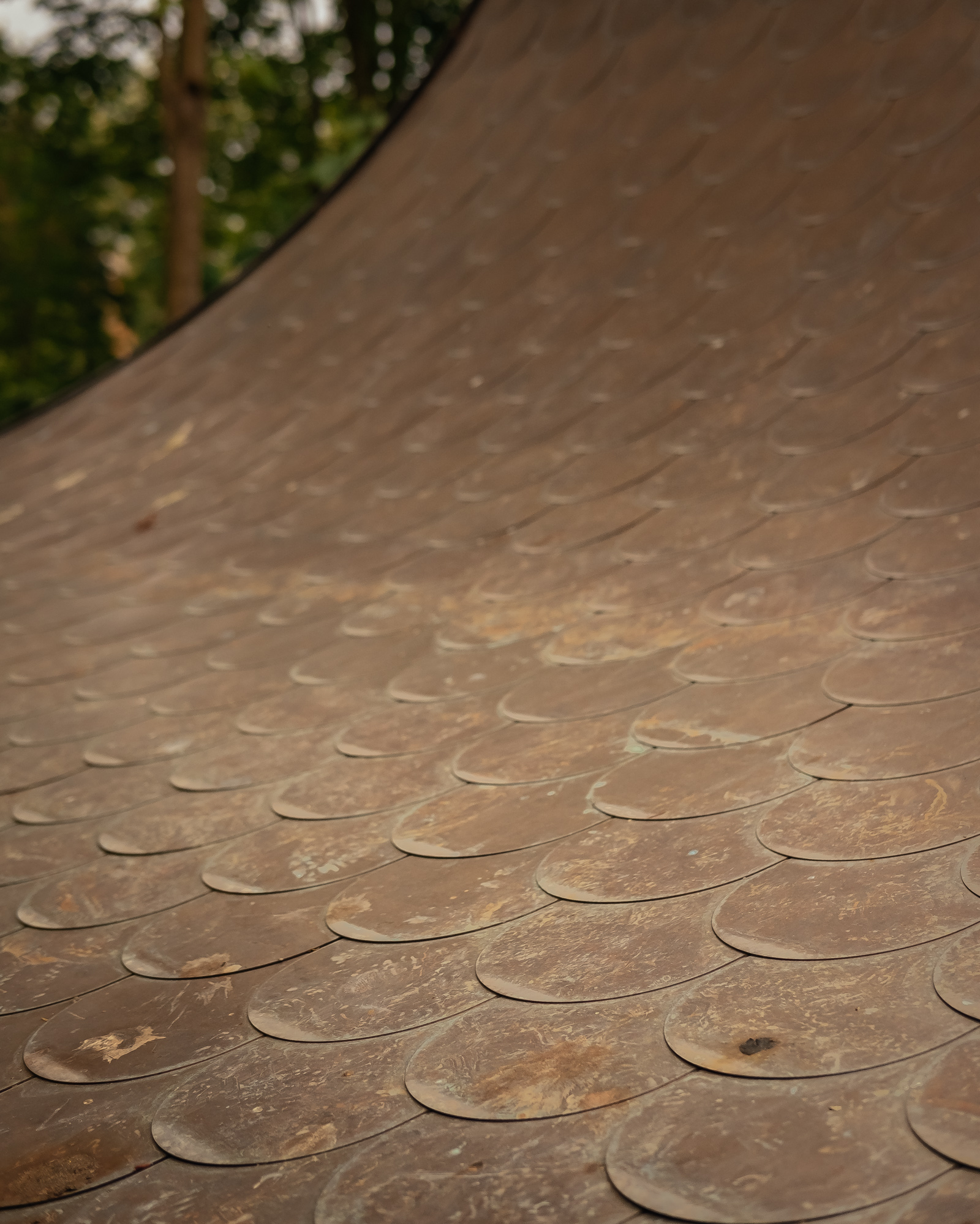 Copper shingle roof details
